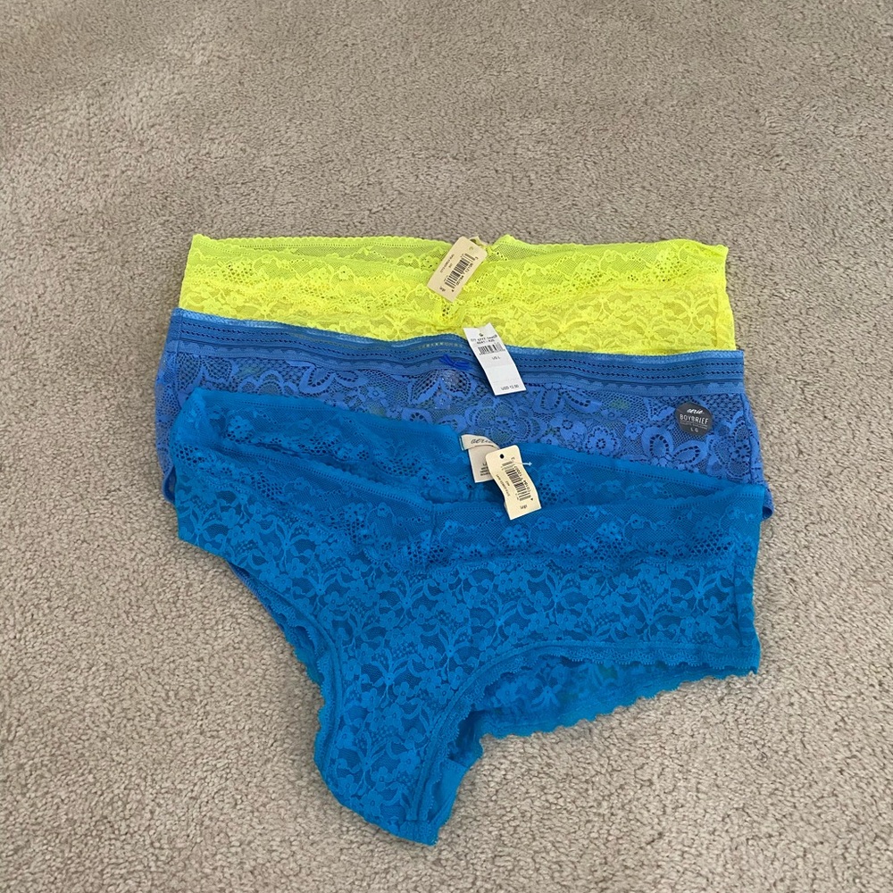 Aerie Lace Panties in Bright Yellow and Blue